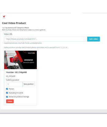 Moduł wideo do galerii produktu PrestaShop – Cool Video